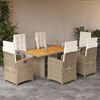 vidaXL Ensemble &agrave; manger de jardin et coussins 7 pcs beige poly rotin