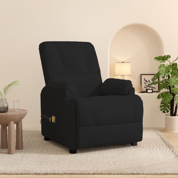 vidaXL Fauteuil &eacute;lectrique de massage Noir Similicuir daim