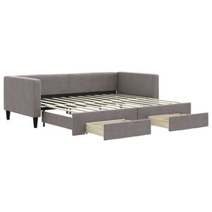 vidaXL Lit de jour avec gigogne et tiroirs sans matelas taupe 90x200cm