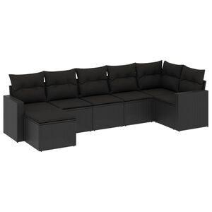 vidaXL Salon de jardin 7 pcs avec coussins noir r&eacute;sine tress&eacute;e