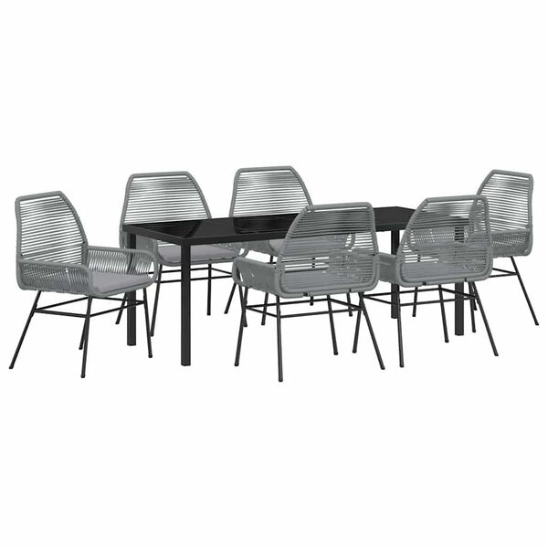 vidaXL Ensemble de salle &agrave; manger pour jardin 7 pcs Gris polyrotin