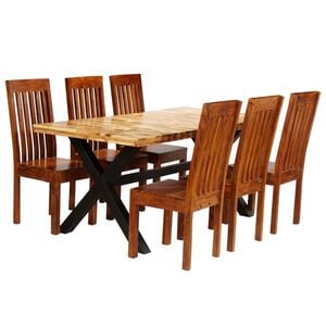 vidaXL Ensemble de tables &agrave; manger 7 pcs Manguier et acacia massif
