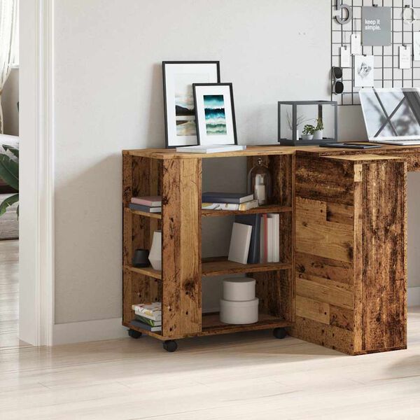 vidaXL Armoire à roulettes vieux bois 60x35x75 cm bois d'ingénierie