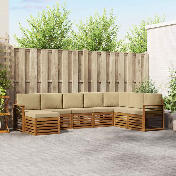 vidaXL Ensembles de canap&eacute;s avec coussin 8 pcs Naturel et Beige