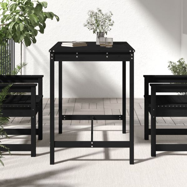 vidaXL Table de jardin noir 121x82,5x110 cm bois massif de pin