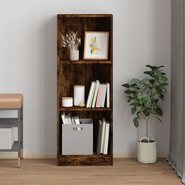 vidaXL Biblioth&egrave;que 3 niveaux Ch&ecirc;ne fum&eacute; 40x24x109cm Bois d'ing&eacute;nierie