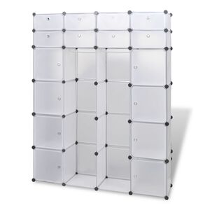 vidaXL Cabinet modulable avec 18 compartiments blanc 37x146x180,5 cm