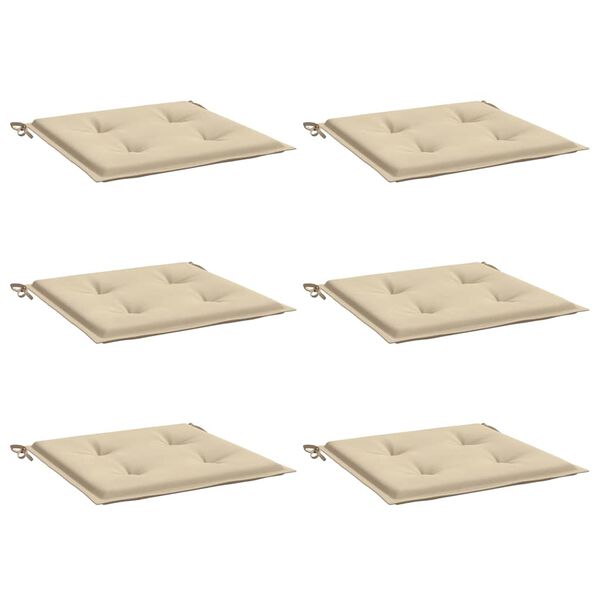 vidaXL Coussins de chaise jardin lot de 6 beige 40x40x4cm tissu oxford