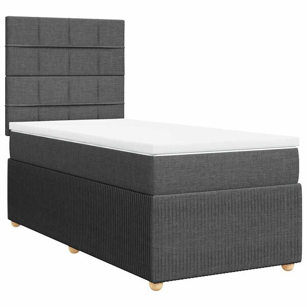 vidaXL Sommier &agrave; lattes de lit avec matelas Gris fonc&eacute; 80x200 cm Tissu