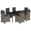 vidaXL Ensemble &agrave; manger de jardin et coussins 7 pcs gris rotin