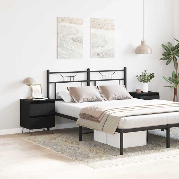 vidaXL Cabinet de chevet avec tiroir 2 pcs Ch&ecirc;ne noir 40 x 35 x 50 cm