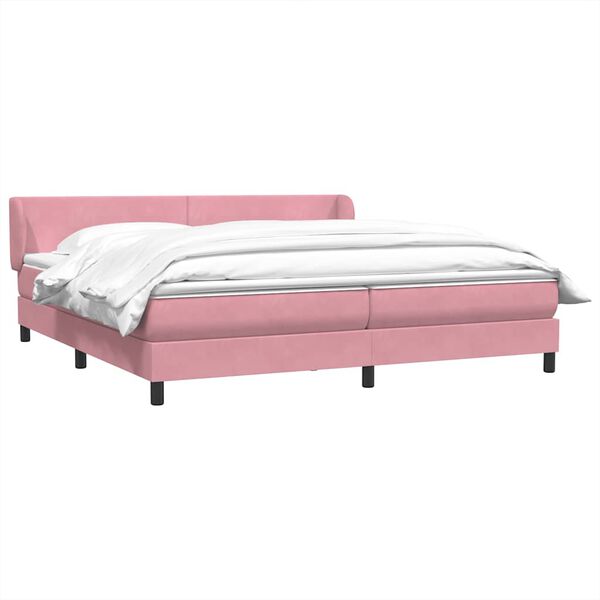 vidaXL Sommier &agrave; lattes de lit avec matelas rose 180x220 cm velours