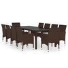 vidaXL Ensemble &agrave; Manger de jardin 11pcs poly rotin et bois solide