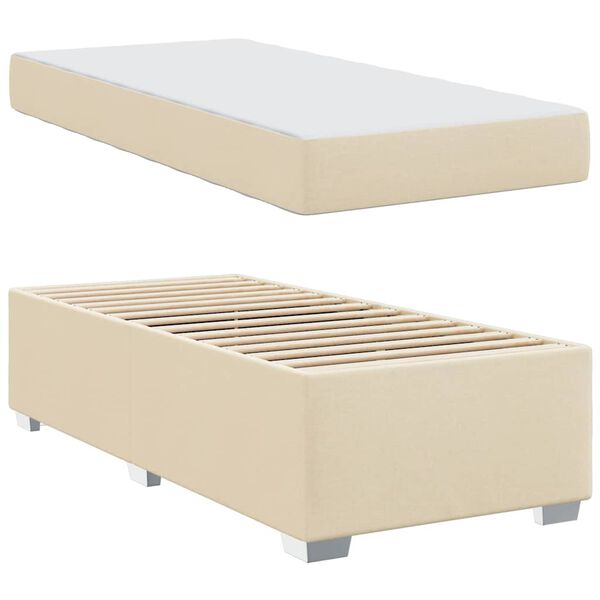 vidaXL Cadre de lit avec matelas Cr&egrave;me 100 x 200 cm tissu