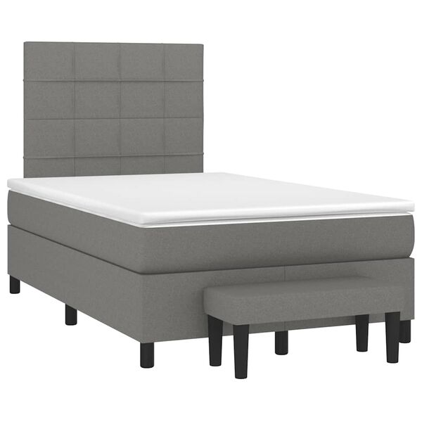 vidaXL Sommier &agrave; lattes de lit avec matelas gris fonc&eacute; 120x190cm tissu