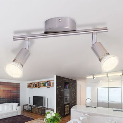 vidaXL Lampe de plafond avec 2 LED en nickel satiné