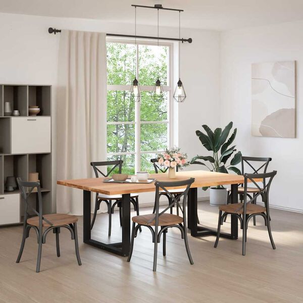 vidaXL Table &agrave; manger marron clair bois de ch&ecirc;ne massif rectangulaire