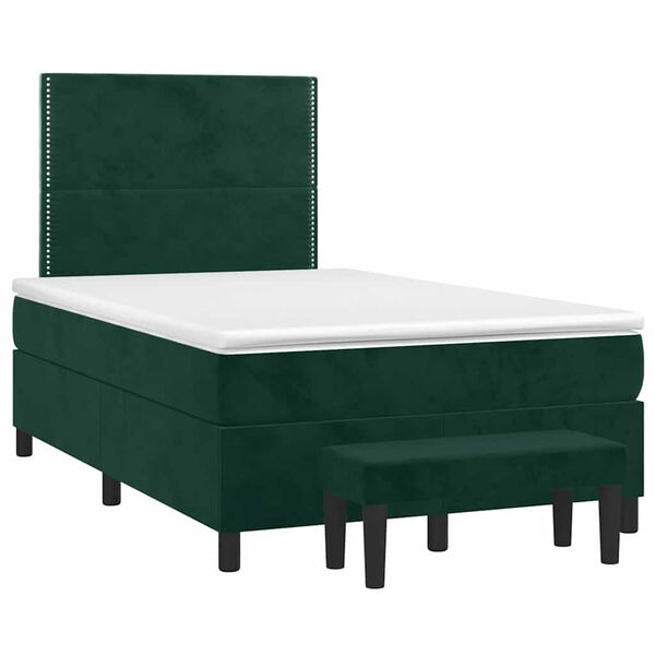 vidaXL Sommier &agrave; lattes de lit et matelas Vert fonc&eacute; 120x200cm Velours