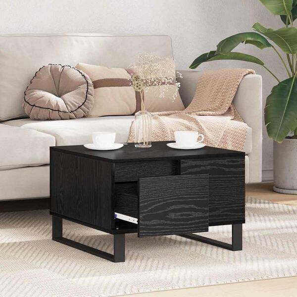 vidaXL Table basse Ch&ecirc;ne noir 55 x 55 x 36,5 cm Bois d'ing&eacute;nierie