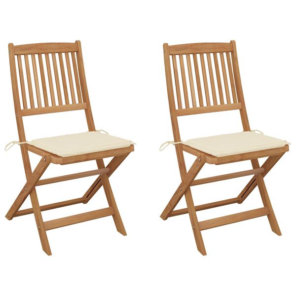 vidaXL Chaises pliables de jardin lot de 2 avec coussins Bois d'acacia