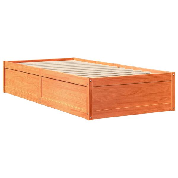 vidaXL Cadre de lit sans matelas cire marron 90x190 cm bois pin massif