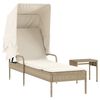 vidaXL Chaise longue avec auvent et table beige r&eacute;sine tress&eacute;e