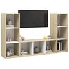 vidaXL Meubles TV 3 pcs Blanc et chêne sonoma Bois d'ingénierie