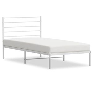 vidaXL Cadre de lit m&eacute;tal sans matelas avec t&ecirc;te de lit blanc 90x190cm
