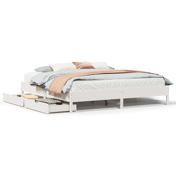 vidaXL Cadre de lit sans matelas blanc 200x200 cm bois massif de pin
