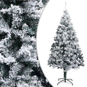 vidaXL Sapin de No&euml;l artificiel avec neige floqu&eacute;e vert 210 cm PVC