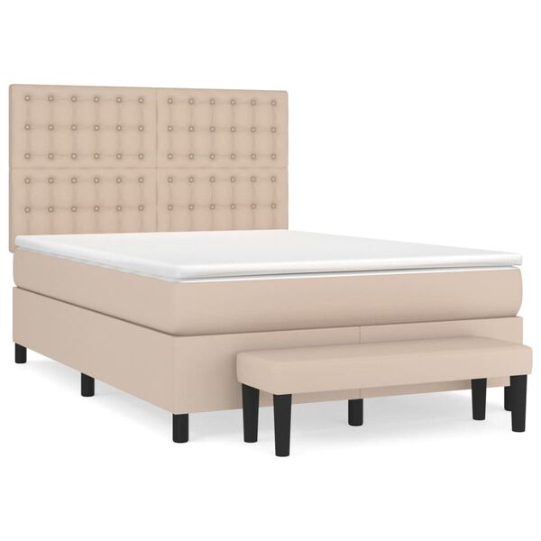 vidaXL Sommier &agrave; lattes de lit avec matelas Cappuccino 140x190 cm
