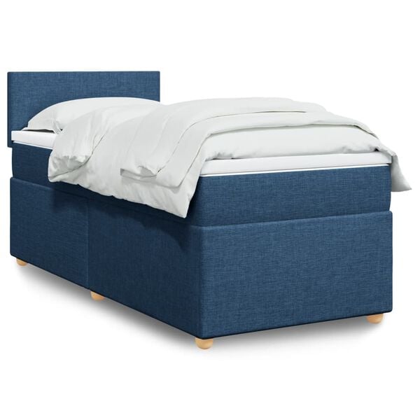 vidaXL Sommier &agrave; lattes de lit avec matelas Bleu 100x200 cm Tissu