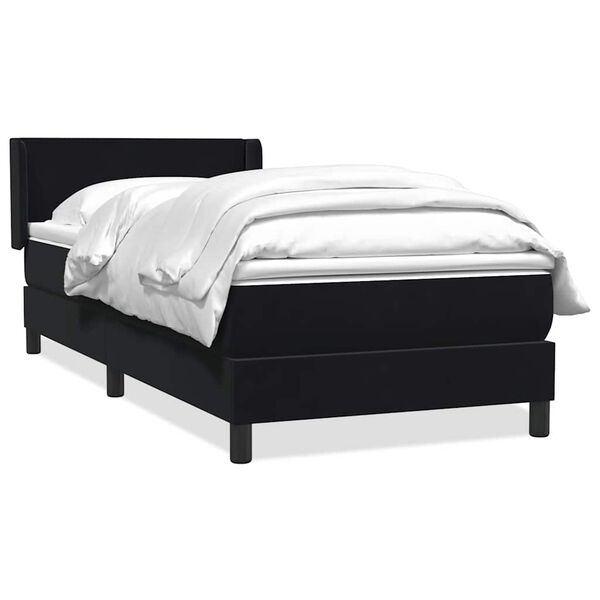 vidaXL Sommier &agrave; lattes de lit avec matelas noir 90x210 cm velours