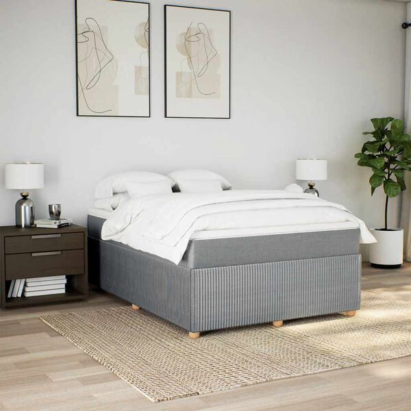vidaXL Sommier &agrave; lattes de lit avec matelas Gris clair 140x200cm Tissu