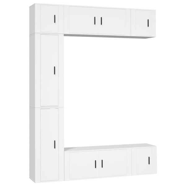 vidaXL Ensemble de meubles TV 7 pcs Blanc Bois d'ingénierie