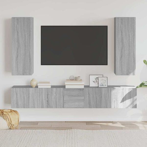 vidaXL Ensemble de meubles TV 5 pcs Sonoma gris Bois d'ing&eacute;nierie