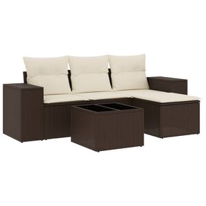 vidaXL Salon de jardin avec coussins 5 pcs marron r&eacute;sine tress&eacute;e