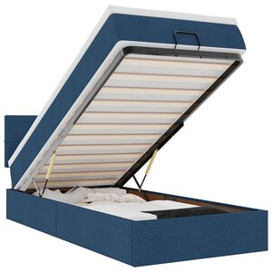 vidaXL Lit ottoman avec matelas bleu 90x200 cm tissu