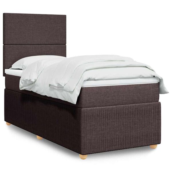vidaXL Sommier &agrave; lattes de lit avec matelas Marron fonc&eacute; 90x190 cm