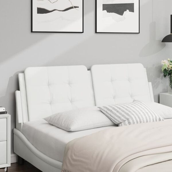 vidaXL Coussin de t&ecirc;te de lit Zadar blanc 140 cm similicuir