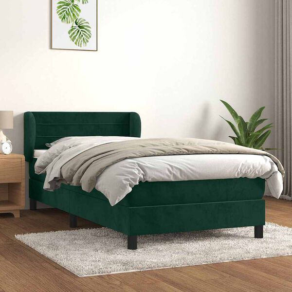 vidaXL Sommier &agrave; lattes de lit avec matelas Vert fonc&eacute; 100x200 cm