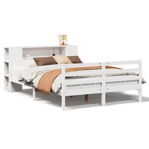 vidaXL Lit biblioth&egrave;que sans matelas blanc 150x200 cm bois pin massif