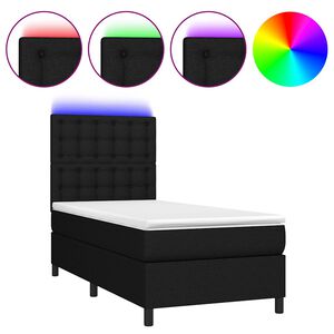 vidaXL Sommier &agrave; lattes de lit avec matelas et LED Noir 80x200cm Tissu