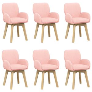 vidaXL Chaises de salle &agrave; manger pivotantes 6 pc Boucl&eacute; Rose