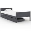 vidaXL Cadre de lit avec 2 tiroirs Gris fonc&eacute; Pin massif 90x200 cm