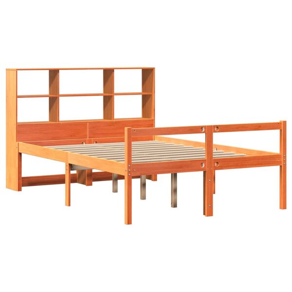 vidaXL Lit biblioth&egrave;que sans matelas cire marron 150x200cm bois massif