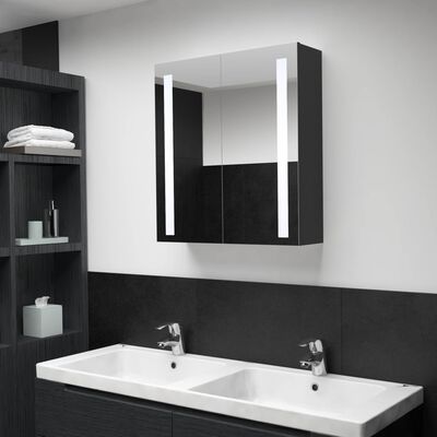 vidaXL Armoire de salle de bain à miroir LED 62x14x60 cm