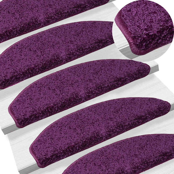 vidaXL Tapis d'escalier 30 pi&egrave;ces 65 x 21 x 4 cm Violet Demi-rond Grand