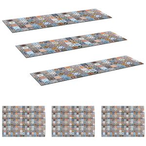 vidaXL Tapis d'escalier 15 pc 76 x 20 cm Bleu Polyester Rectangulaire