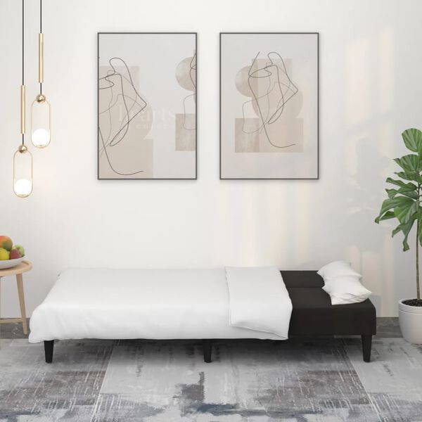 vidaXL Canap&eacute;-lit &agrave; 2 places Noir Tissu microfibre